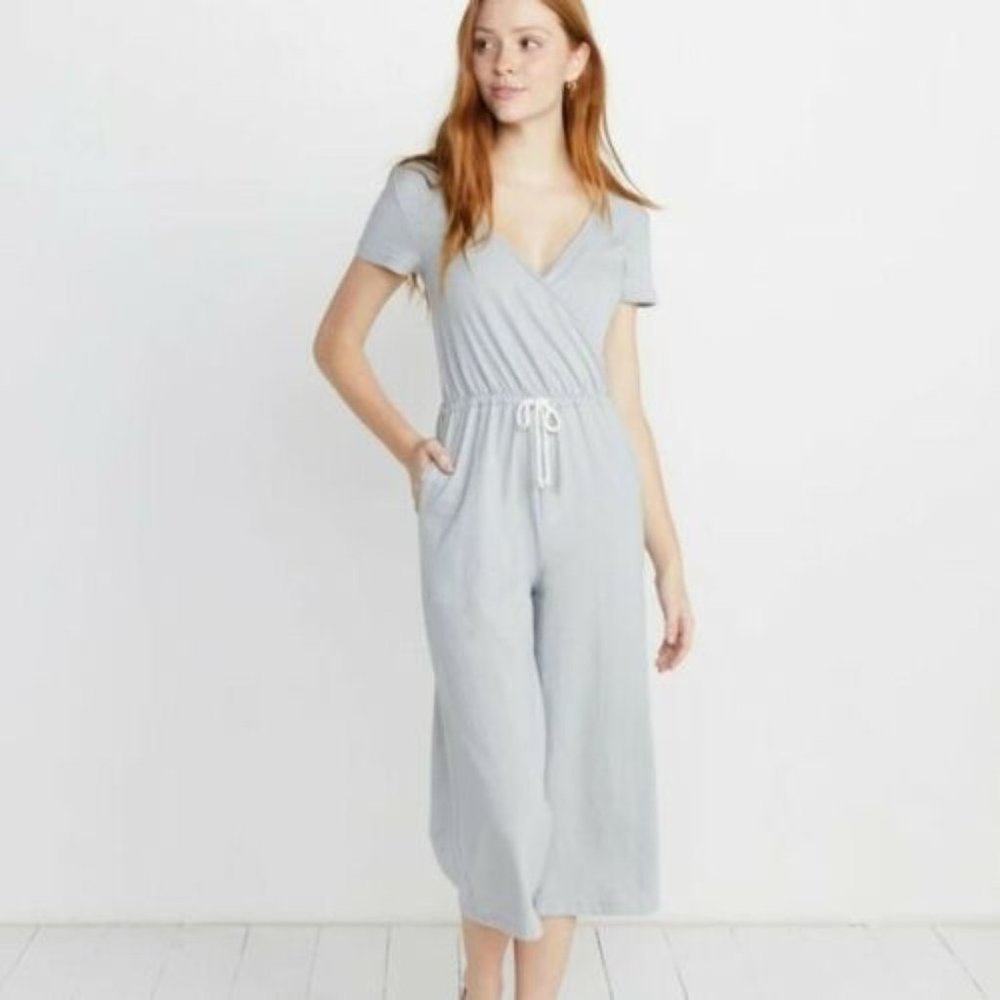 Marine Layer Dana Wrap Blue Stripe Jumpsuit - Size Small